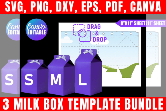 Download 3 Milk Box CanvaTemplate BUNDLE - Template bundle Collection