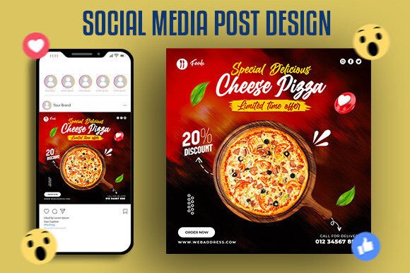 Download Food Menu and Cheese Pizza Post Design - Premium Resources